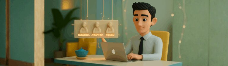 Emprendedor Usando Laptop para contratar trabajadores remotos